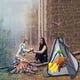 thumbnail image 4 of 1pc, Outdoor Camping Kitchen Basket Triangle Picnic Foldable Cookware Drying Net Storage Mesh Hanging Bag Picnic Dry Food Organizer, 4 of 5