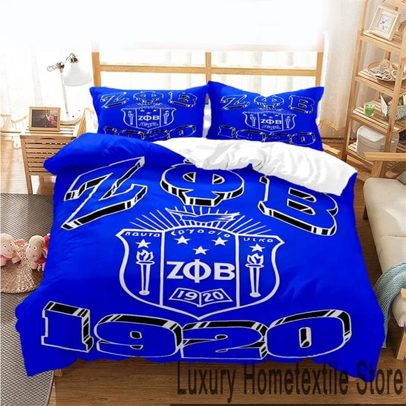 1920 Zeta Phi Beta society Bedding Set Duvet Cover Comforter Pillowcase Boys Girls Adults Bedroom Bed Sheets
