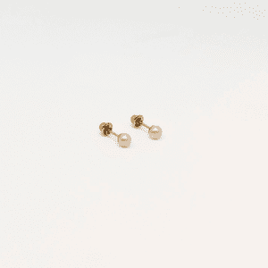Tiana Joyas - Arito Perla Abridor Recién Nacido De Perla Cultivada De 3Mm En Oro 18K