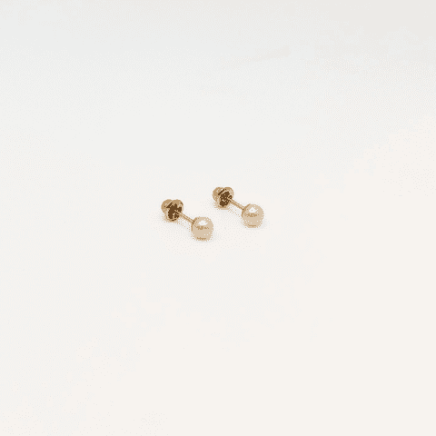 Tiana Joyas - Arito Perla Abridor Recién Nacido De Perla Cultivada De 3Mm En Oro 18K