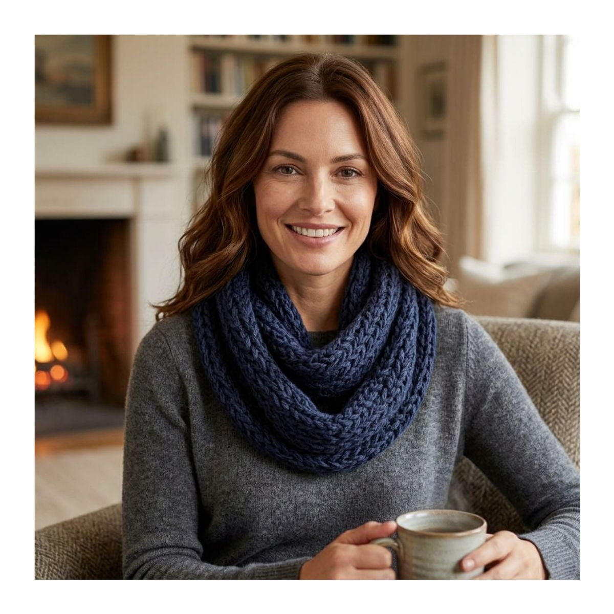 Genérico - Bufanda Cuello Estilo Punto Inglés Lana Invierno Abrigado