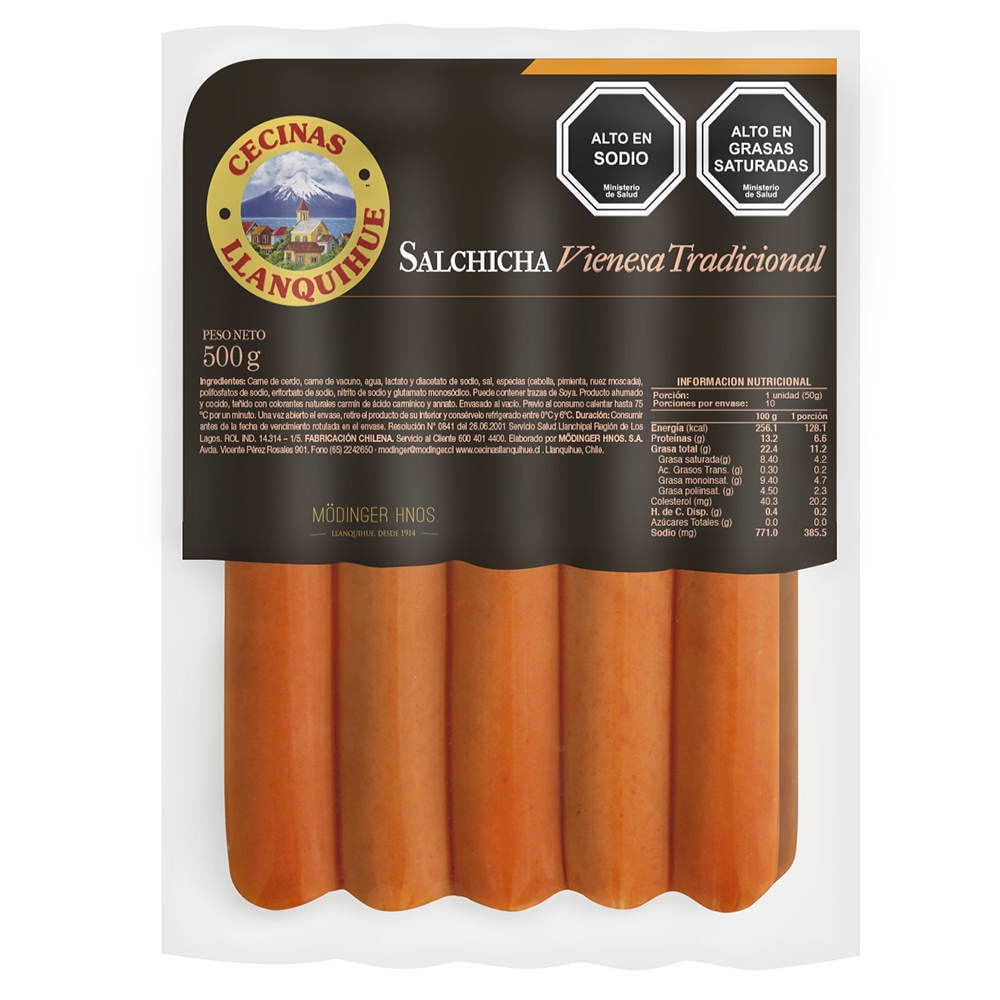 Salchicha Vienesa Tradicional 10 Un 500 g Llanquihue