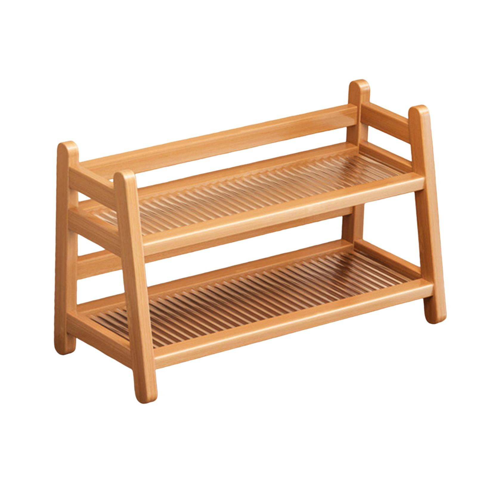 Magideal - Estante De Exhibición De Jarabe De Café, Soporte De Bambú De 2 Niveles Para Condimentos, Organizador De Estación De Café Para Tocador, Despensa, Acces Color De La Madera