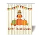 thumbnail image 1 of Cortina de ducha de baño con diseño de búho y calabaza de Feliz Acción de Gracias, con ganchos, tamaño 60 x 72 pulgadas, 1 of 3