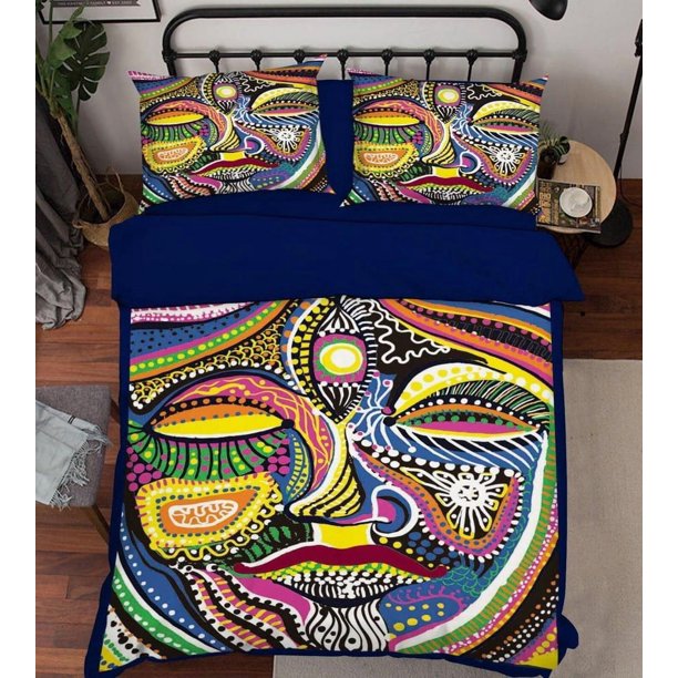 Face Pattern Quilt Duvet Cover Set Soft Bedclothes Super Home Textiles3-Piece Bedding Set