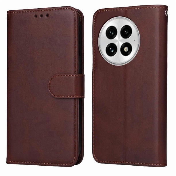 Funda Billetera para OnePlus 13 con Porta Tarjetas y Soporte Ajustable Marrón