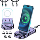 thumbnail image 1 of Estación de carga magnética 3 en 1 100W cargador rápido con USB-C y cable para iPhone 15/14/13, soporte de teléfono, almohadilla de carga inalámbrica.-Morado, 1 of 6
