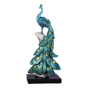 Bothyi - Estatuilla De Adorno De Estatua De Pavo Real, Regalo Para Estantería, Gabinete, Decoración De Arte, Azul L