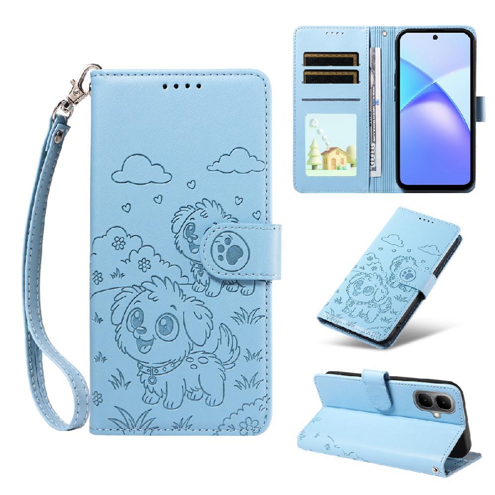 Funda Billetera Foxdock Compatible Con Tecno Spark Go 2, Diseño Perrito Tierno, Ranuras Para Tarjetas Y Soporte Plegable