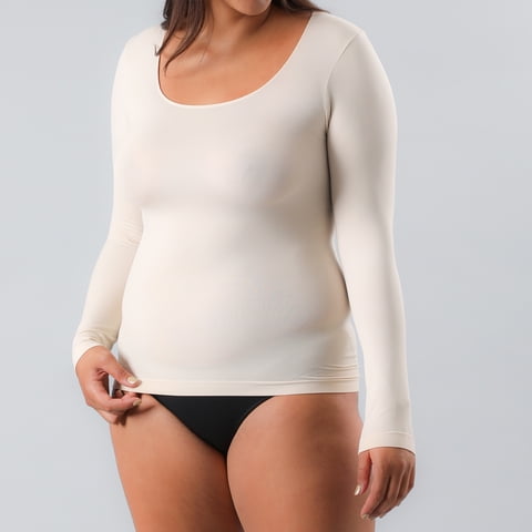 Camiseta Manga Larga Cuello Cuadrado Flores Mujer 4070-135