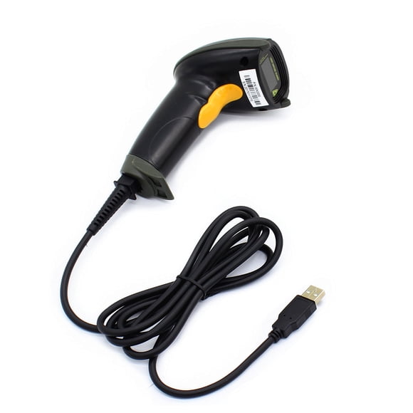 Escáner láser de código de barras USB WoneNice, portátil con cable, negro