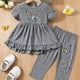 thumbnail image 1 of 2pcs Baby Newborn Girls Butterfly Pattern Ruffle Hem T-shirt & Pants Set Clothes, 1 of 5