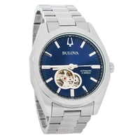 Bulova - Reloj Classic Surveyor Automático Esqueleto Esfera Azul Open Heart Acero Inoxidable 96A275 Para Hombre