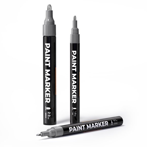 Plumas de pintura Marsrock 3-pack plata metálica 3 puntas