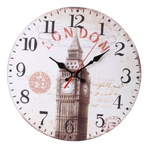 Magideal - Reloj De Pared Redondo De Madera Vintage Silencioso De 12 Pulgadas Para El Hogar, Números Arábigos, Decoración De Pared Redonda De Madera Rústica Vint E