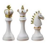 Magideal - 3 Piezas Piezas De Ajedrez Estatua Rey Reina Caballero Estatuilla De Resina Artesanía Ajedrez Escultura Para Oficina Decoración Del , Blanco