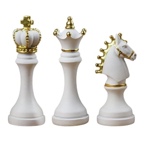 Magideal - 3 Piezas Piezas De Ajedrez Estatua Rey Reina Caballero Estatuilla De Resina Artesanía Ajedrez Escultura Para Oficina Decoración Del , Blanco