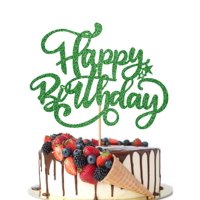 Cake Topper Crseniny Happy Birthday, Cartulina Verde Con Purpurina