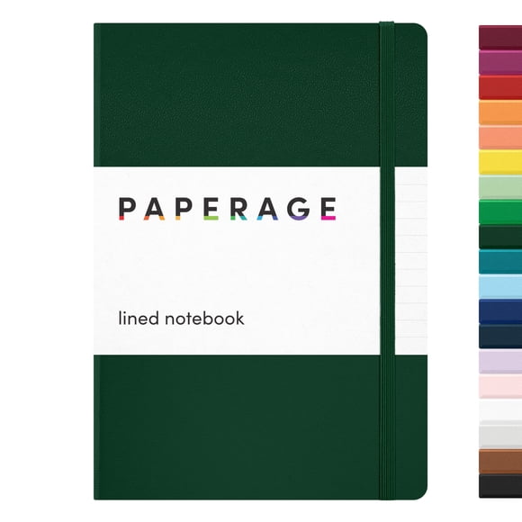 Cuaderno PAPERAGE, rayado, 160 páginas, 100 g/m², color verde oscuro