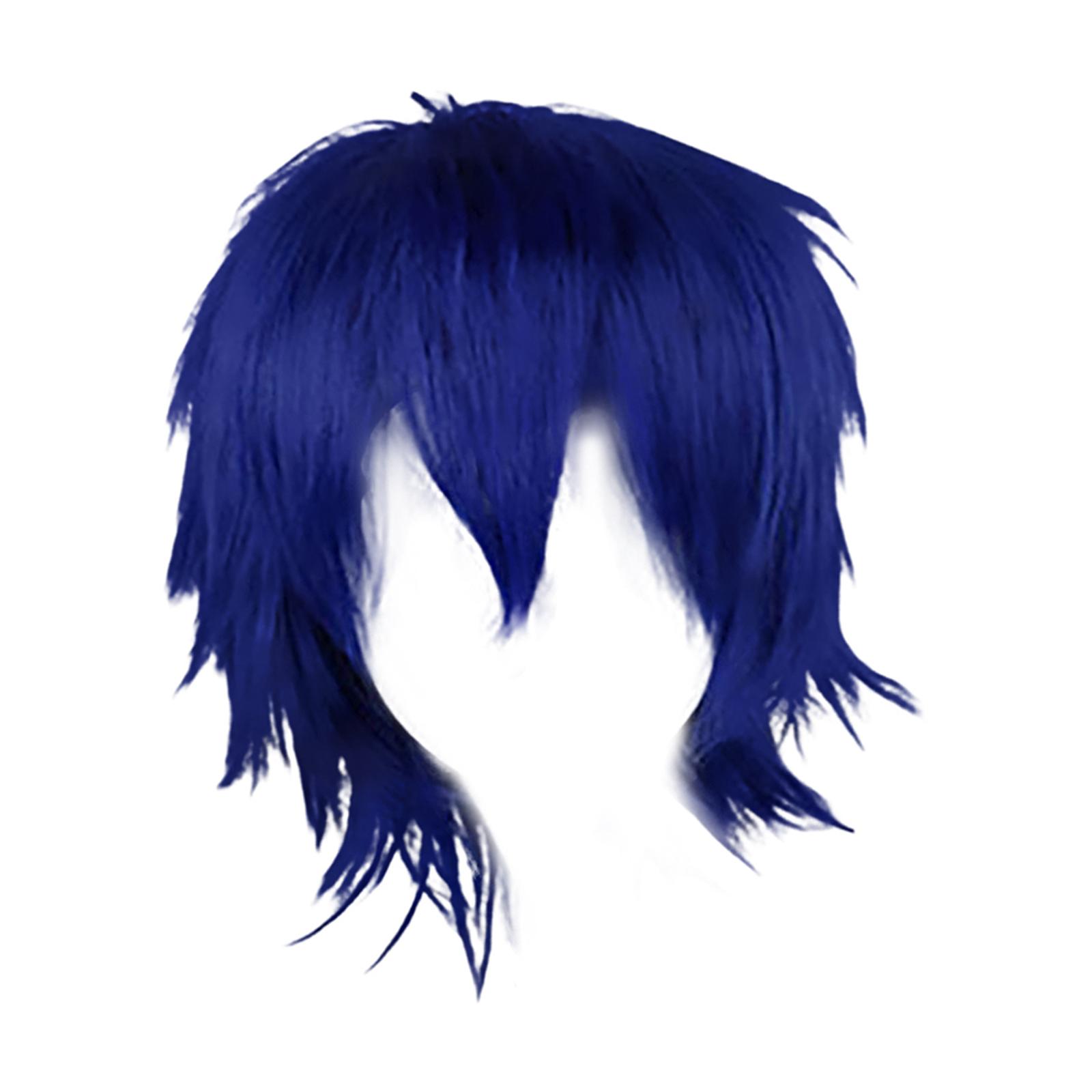 Magideal - Peluca Corta De Cosplay, Anime Resistente Al Calor Unisex Moda Básica En Capas Spiky Peluca Para Disfraz De Halloween Hombres Cosplayer Mascu , Azul