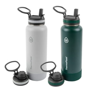 Thermoflask - Termotermo Para Botella De Agua, Acero Inoxidable, 1,2 L, Pino Gris, Paquete De 2