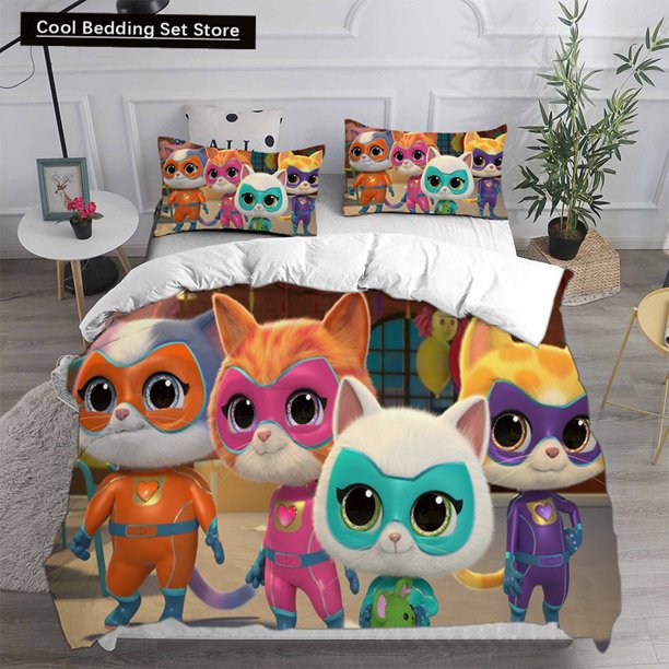 Anime Super Kitties Bedding Sets Comforter Quilt Bed Cover Duvetcover Pillow Case Sets Kids Adult Size Home Textiles Bed Sheets