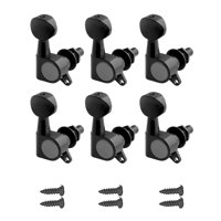 Magideal - 6X Clavijas De Afinación De Guitarra Perillas Repalce Piezas Antiguas Ajuste Perfecto Botón Ovalado Sellado Cabezales De Máquina Teclas De Afinación Negro 6R