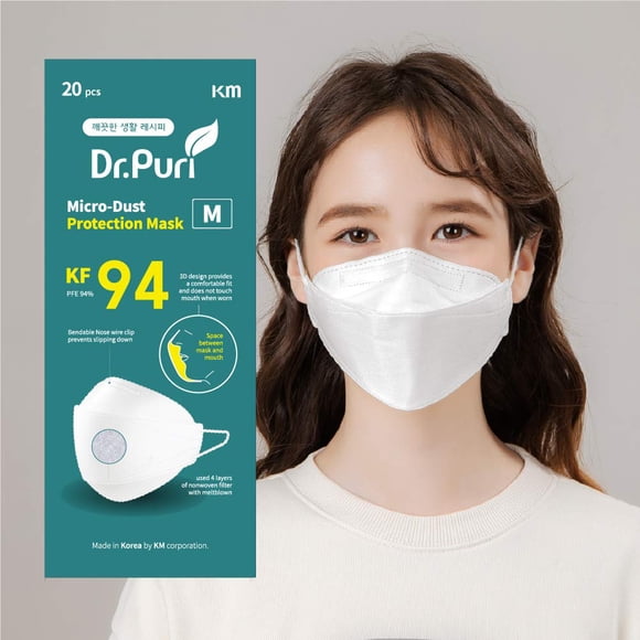 Mascarilla Facial Micro dust Protection Kf94 White Medium X20