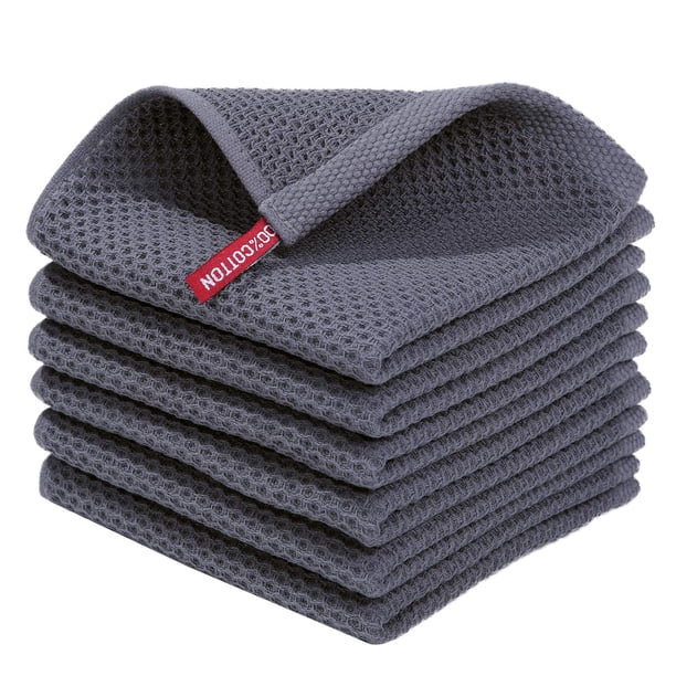 Paños de cocina Homaxy, tejido en forma de gofre, 100% algodón, 30 x 30 cm, paquete de 6