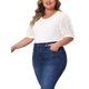 thumbnail image 4 of Agnes Orinda Blusas Casuales de Mujer Talla Grande Cuello en V con Mangas Abullonadas y Lunares Suizos 4X Blanco, 4 of 6