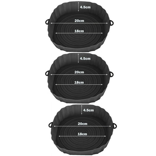 3pcs, Silicone Air Fryer Liners (7.09''), Air Fryer Liner Pots, Silicone Basket Bowls, Reusable Baking Trays, Oven Accessories, Baking Tools, Kitchen Gadgets, Kitchen Accessories, Home Kitchen Items