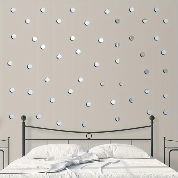 50pcs Small Circle Mirror Wall Sticker, 3D Mirror Wall Sticker, Removable DIY Decal Mural Wallpaper