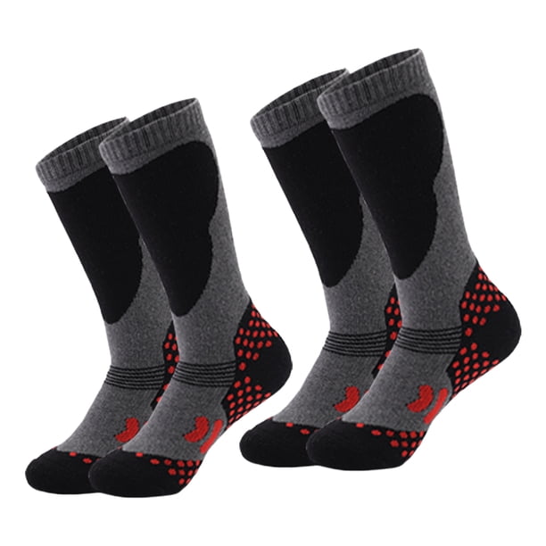 Calcetines de esquí para niños, paquete de 2 pares de calcetines de snowboard para niños y niñas pequeños, diseño por encima de la pantorrilla con puño antideslizante.