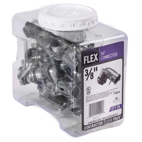 Conector Flex 90DEG Halex de 3/8 pulgadas (1/2 pulgada KO), paquete de 35