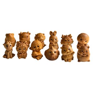 Bothyi - 12 Piezas De Adorno De Artesanía De Bricolaje De 12 Piezas Figura De Modelos De Animales De Madera Para Decoración Del Hogar