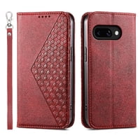 Funda Flip Foxdock Para Google Pixel 9A , Estilo Billetera Con Diseño Rombo, Correa De Mano Y Soporte, Uso Diario