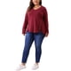 thumbnail image 2 of GRACE & GRANDEUR Ropa de Halloween para Mujer Tallas Grandes Blusa de Manga Larga con Cuello en V, Ajuste Suelto con Botones Decorativos y Dobladillo Irregular L Burdeos, 2 of 7
