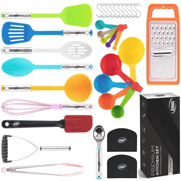 Juego de Utensilios de Cocina Kaluns 35 PIEZAS Nylon y Acero Inoxidable