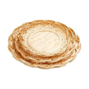 Magideal - Bandeja De Bambú Bandeja Para Servir Bandeja De La Organización Liviana Cesta De Pan Canasta Para La Cocina Sala De Estar De Vegetales Para El Hogar Juego De Tres Piezas