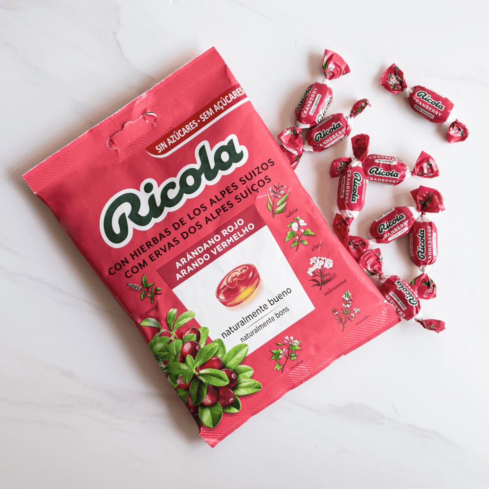 Caramelo Sin Azúcar Cranberry Bolsa Ricola 70 Grs