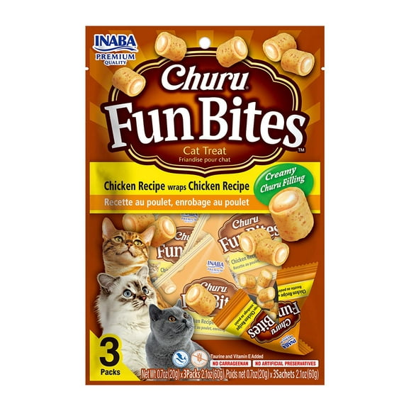 Snack Fun Bites Gato Sabor Pollo, 3P 60Gr