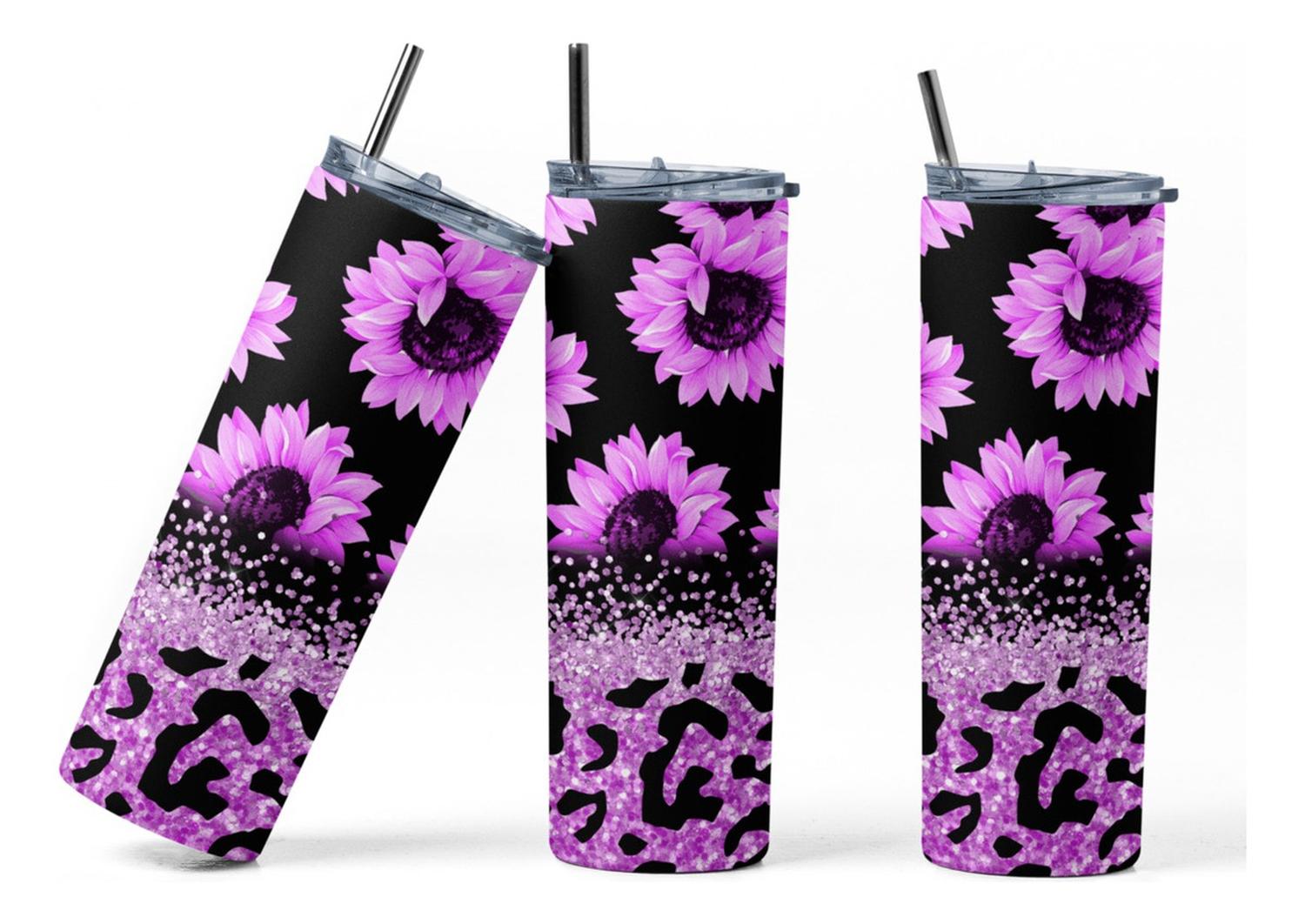 Sm - Termo Botella Agua Terminca Acero Inoxidable Flor Morada Blanco