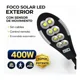 thumbnail image 2 of Foco Solar Led 400w Exterior Sensor Movimiento Ip66 Reflector Alta Potencia Patio Jardín Parcela, 2 of 10