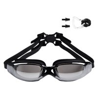 Magideal - Gafas De Natación Unisex Estuche Antivaho Protección Uv Protección Ajustable Tapón Para Los Oídos Gafas Para Niños Mujeres Buceo Hombres , Negro
