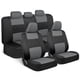 thumbnail image 1 of Juego Completo De Fundas De Asiento Polypro Gris Sobre Negro Ajuste Universal, 1 of 8