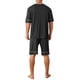 thumbnail image 3 of INSPIRE CHIC Conjunto de Pijama de Verano para Hombre con Mangas Cortas, Cuello Redondo y Bolsillos 2XL Negro, 3 of 5