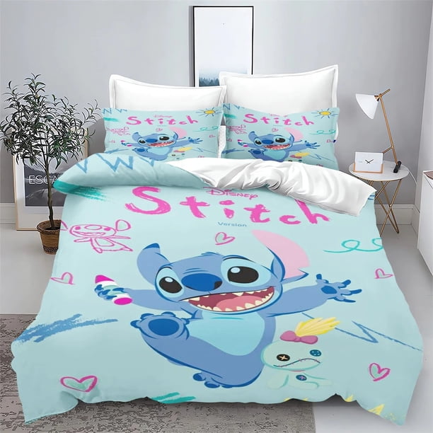 Stitch Print Duvet Cover Pillowcase, Kids King Bedding Set Cute Print Cartoon Duvet Cover, Home Boy Girl Gift Bed Sheets