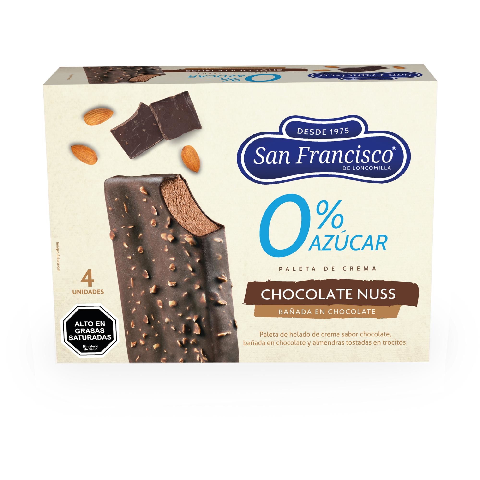 Helado paleta 0% azucar sabor chocolate, 60 ml