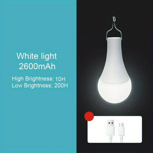 1pc Rechargeable Emergency LED Light Bulb With USB Charging, Camp Lamp,LED Bulbs Tent Light No Flicker With Hook For Outdoor, Fishing Hiking