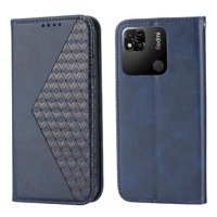 Funda Flip Foxdock Para Xiaomi Redmi 10A , Estilo Billetera Con Diseño Rombo, Correa De Mano Y Soporte, Uso Diario